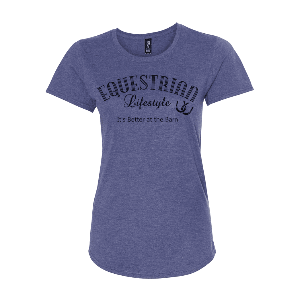 T-shirt femme Équestre – Motif phrase bleu chiné