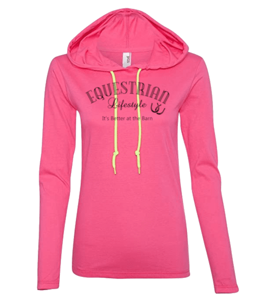 T-shirt à capuche « Equestrian Lifestyle » – Rose vif