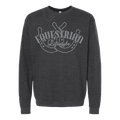 Equestrian Lifestyle Crewneck Sweatshirt – Jet Black Heather Slate Blue Horseshoe Phrase