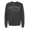 Equestrian Lifestyle Crewneck Sweatshirt – Jet Black Heather with Steel Blue Phrase