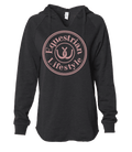 Equestrian Lifestyle Women's Hoodie – California Wave Black with Rose Gold Horseshoe