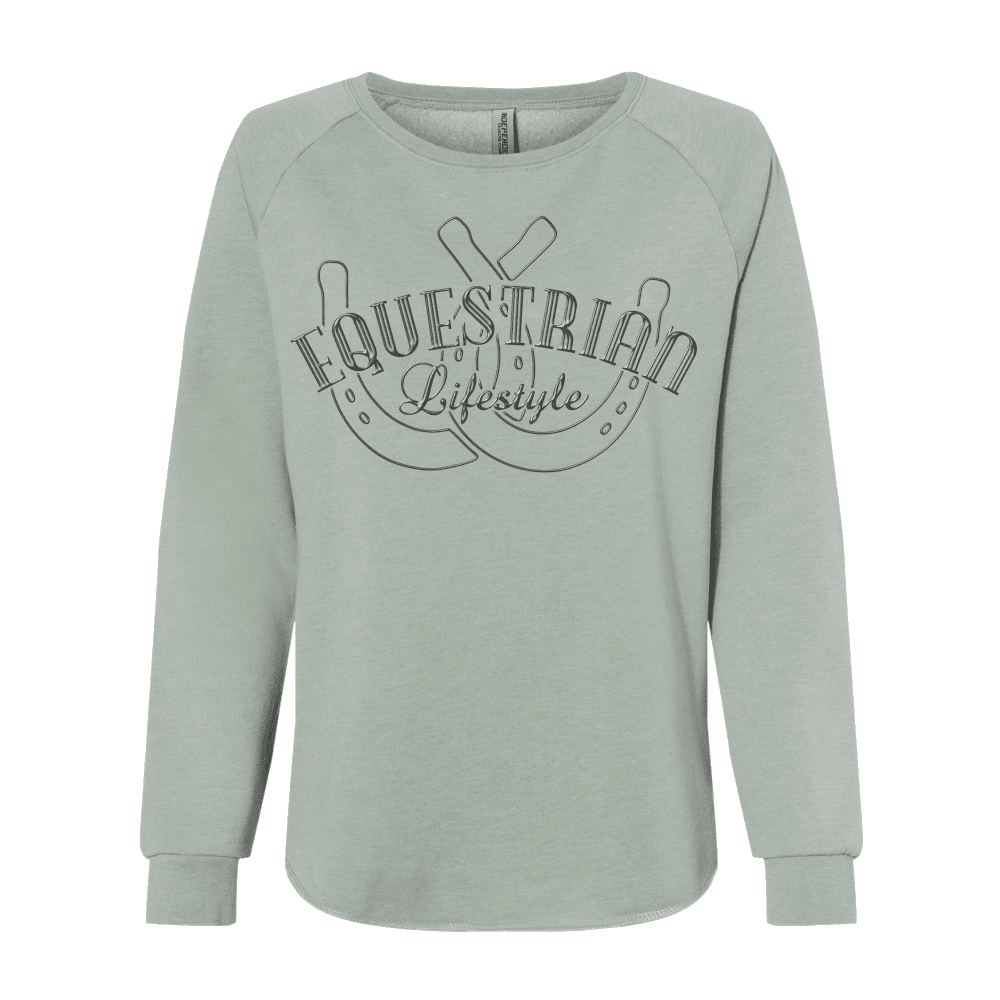 Equestrian Lifestyle Women's Crewneck Sweatshirt – Mint California Wave Horseshoe Phrase