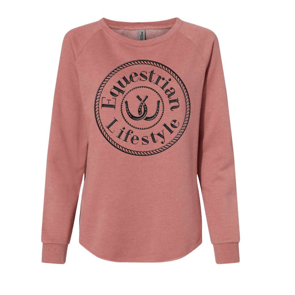 Equestrian Lifestyle Woman's Crewneck Sweatshirt – Dusty Rose California Wave 3D Texture