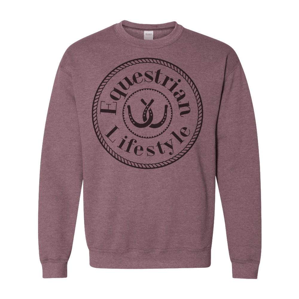 Equestrian Lifestyle Crewneck Sweatshirt – Heather Sport Maroon Horseshoe
