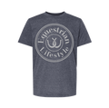 Equestrian Lifestyle Youth T-Shirt – Heather Navy Silver Grey Horseshoe