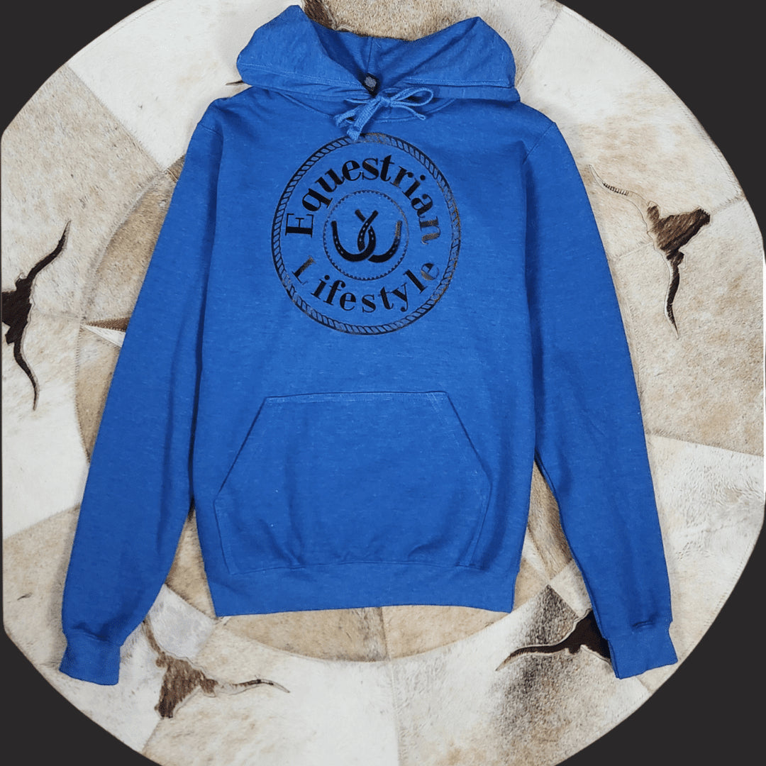 Sweat à capuche « Equestrian Lifestyle » – Fer à cheval royal chiné