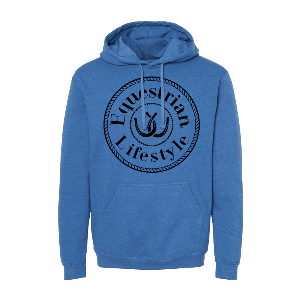 Sweat à capuche « Equestrian Lifestyle » – Fer à cheval royal chiné