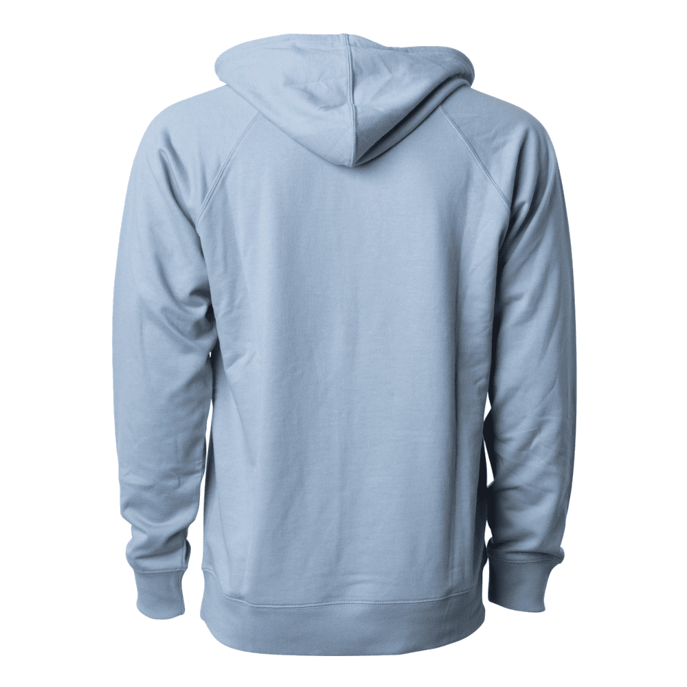 Equestrian Lifestyle Lightweight Hoodie – Misty Blue Horseshoe Phrase
