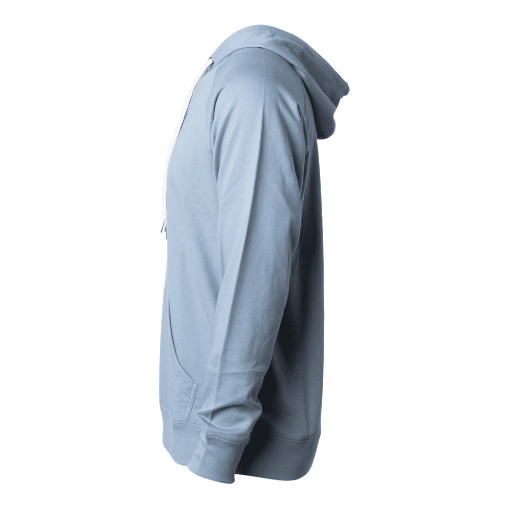 Equestrian Lifestyle Lightweight Hoodie – Misty Blue Horseshoe Phrase