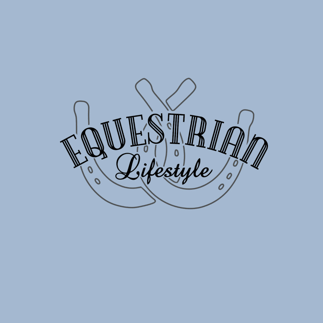 Equestrian Lifestyle Lightweight Hoodie – Misty Blue Horseshoe Phrase