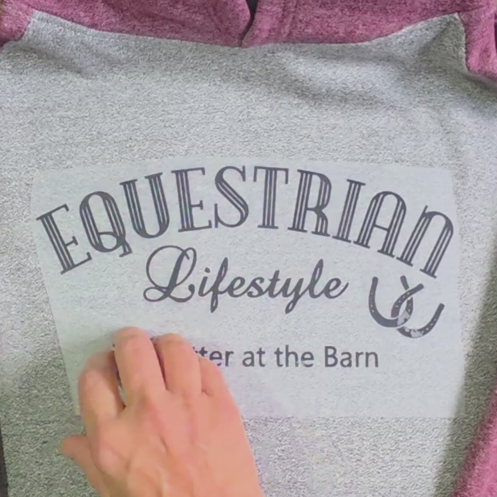 a video showing upclose image of the design being applied to the hoodie