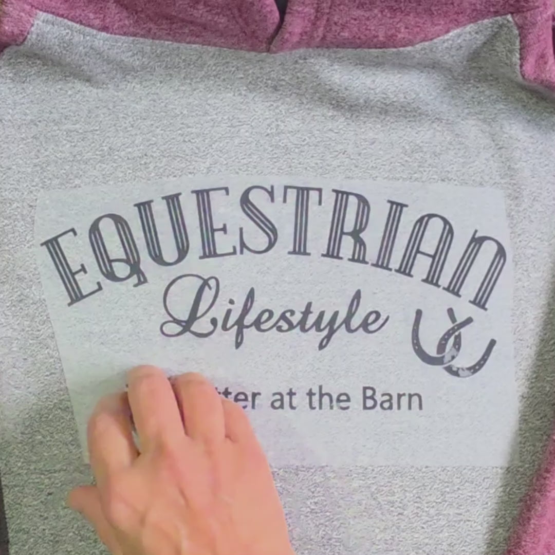 a video showing upclose image of the design being applied to the hoodie