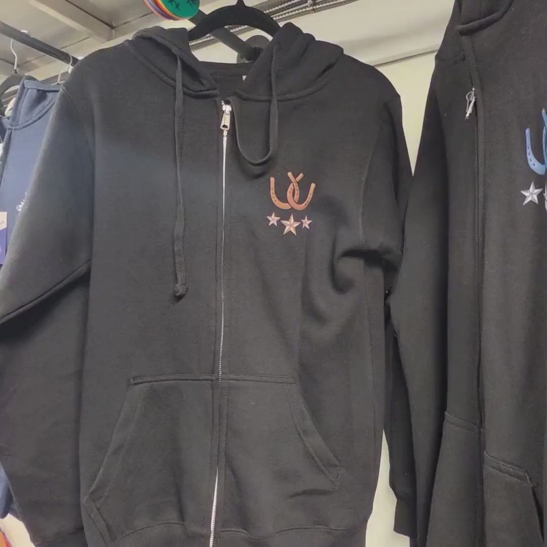 Let’s Rodeo Black Zip Equestrian Hoodie